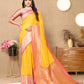 Lorenvalley Fashion Gold Soft Silk weaving Design Rich Zari Weaving Saree - Swadesiicart