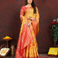Lorenvalley Fashion Gold Organza Silk Woven Design with Rich Meenakari Weaving Pallu Saree - Swadesiicart