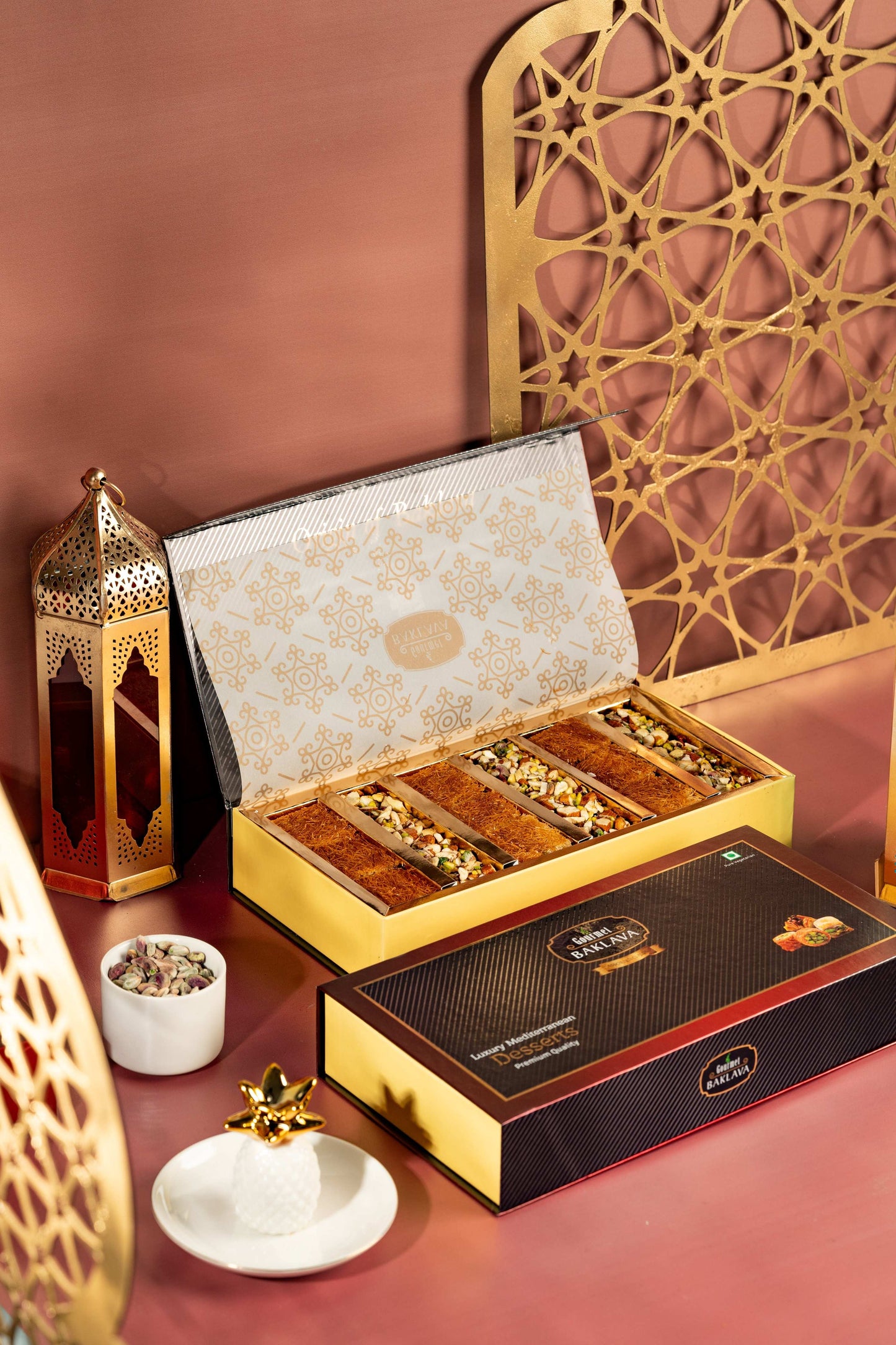Gourmet Baklava Crescent Gift Box Of Dates Belloria & Tamaria | Swadesiicart