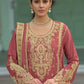 Anaita Coral Heavy Chinon Readymade Palazzo Suit with Heavy Embroidery Work