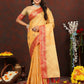 Lorenvalley Fashion Gold Cotton Woven Design with Zari Weaving Design Saree - Swadesiicart