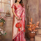 Anaita Peach Tissue Silk With Zari Weaving Saree With Blouse