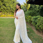 Vamsee V5-White Organza Saree - Swadesiicart