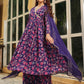 Janasya Purple Georgette Floral Kurta,Bottom & Dupatta | Swadesiicart