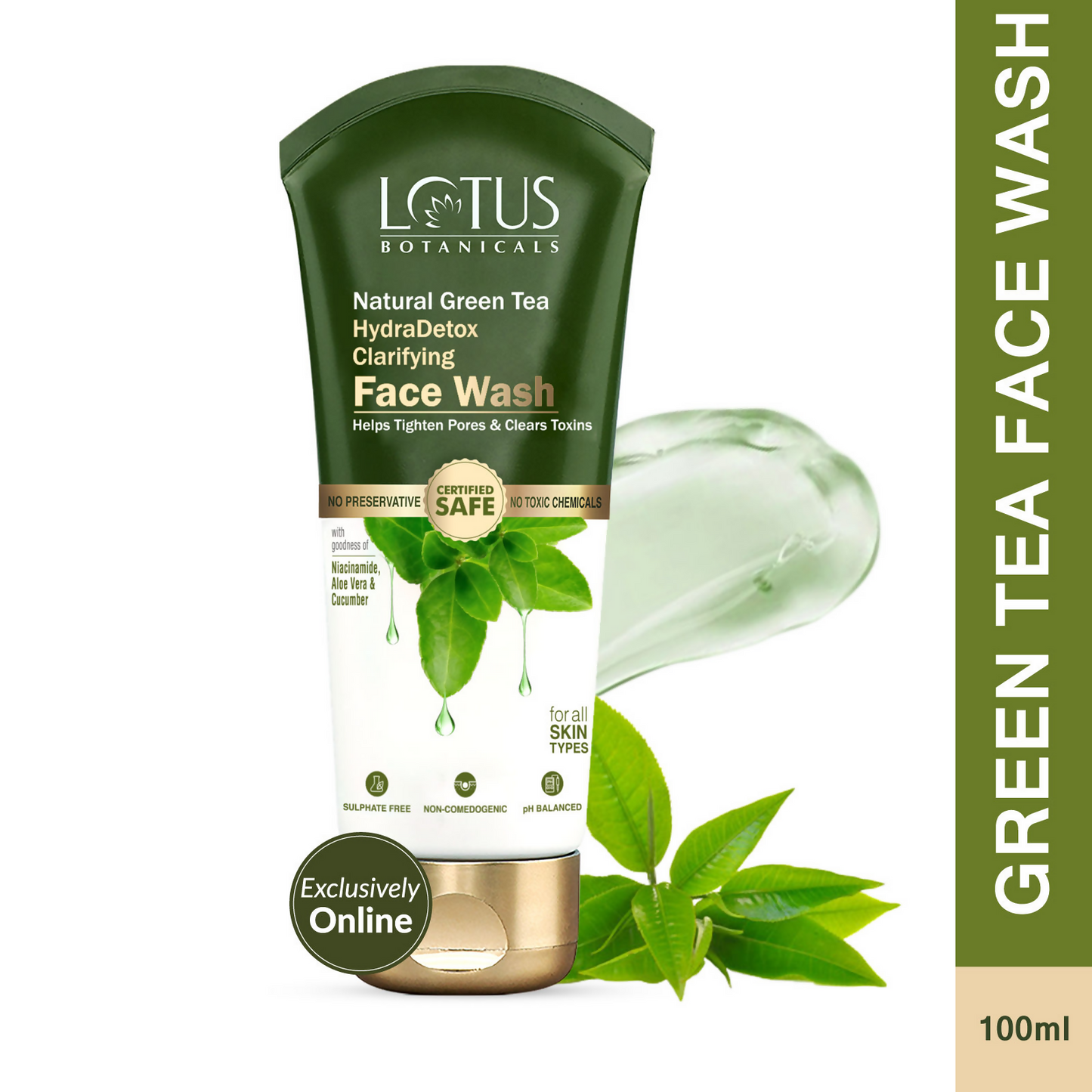 Lotus Botanicals Natural Green Tea Hydradetox Clarifying Face Wash - Swadesiicart