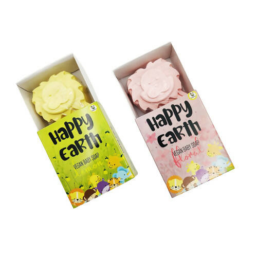 Cuddle Care Happy Earth Vegan Baby Soap for Infants- Pink & Yellow - Mindful Parenting LLP