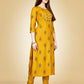 Jyoti Fashion Women's Yellow Viscose Rayon Embroidered Kurta Pant Set | Swadesiicart