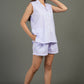 Breathables Women Cotton Night Suit Shirt And Shorts Co-Ord Set Notched Collar Lavender I Nightwear | Co-Ord Set | Lounge Wear Set I Solid Print