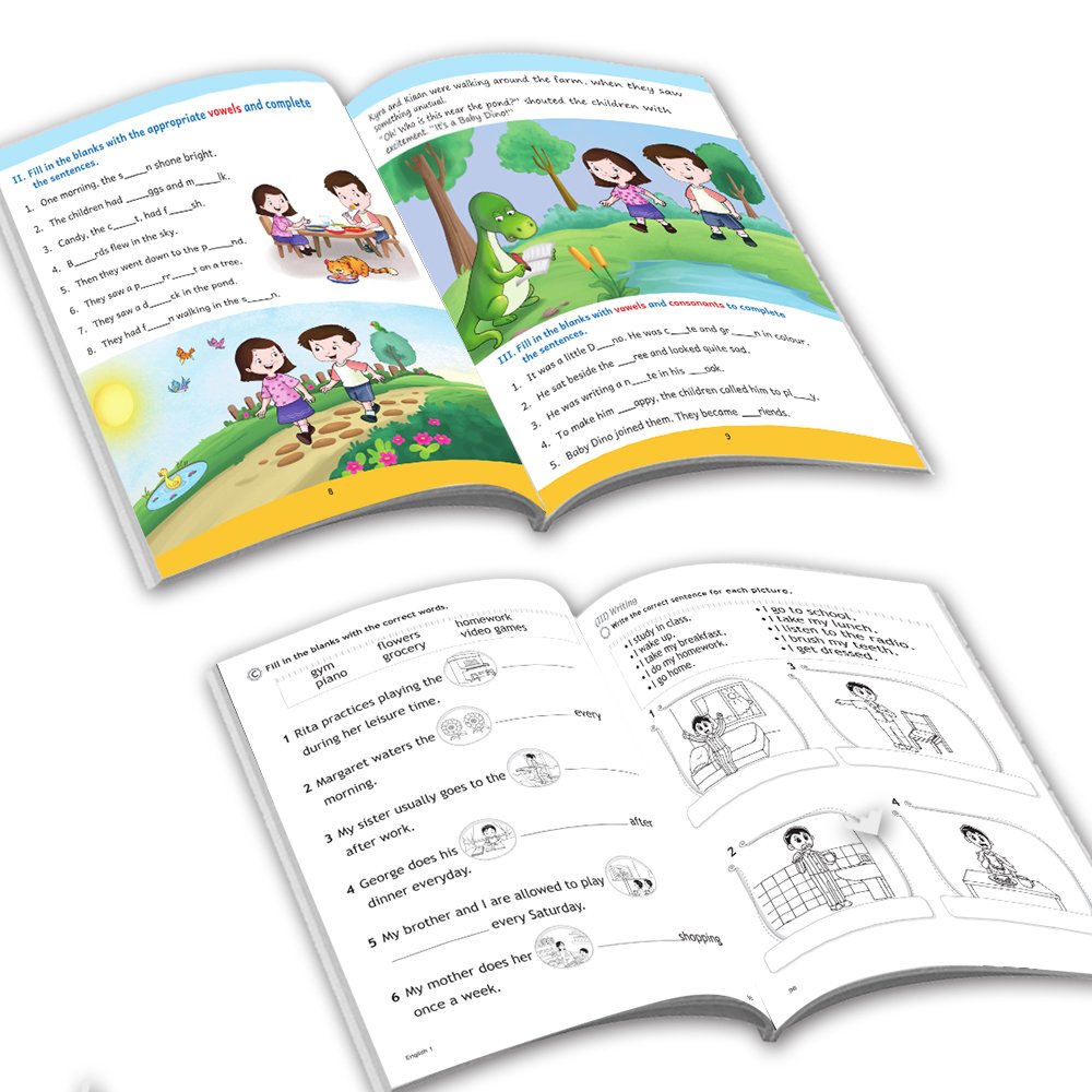 Grade 1 Ultimate English Combo Practice Workbooks Set of 4: Grammar, Writing Skills, Olympiad Prep, and Gear Up English| Ages 6-7 Years - Swadesiicart