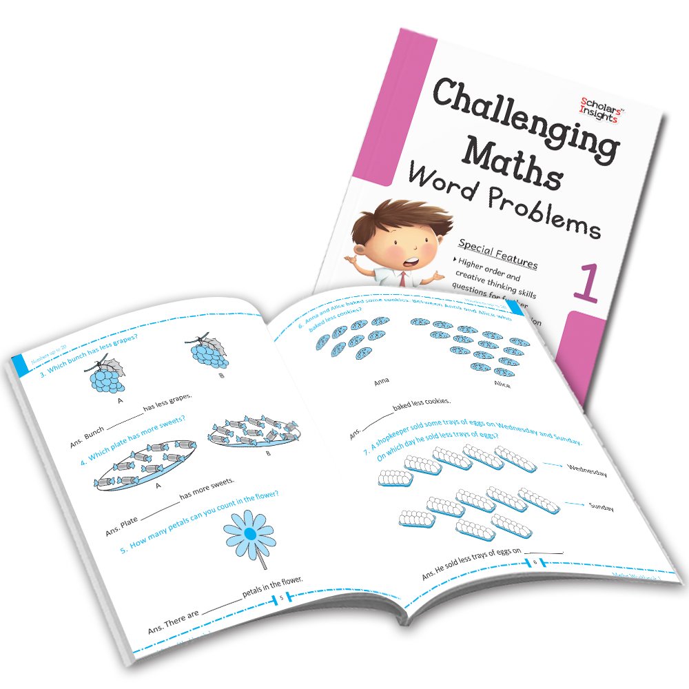 Grade 1 Comprehensive Learning with Mathematics Workbooks Set of 4 Ages 6-7 Years: Gear Up Math, Mental Math, Olympiad, and Challenging Word Problems - Swadesiicart