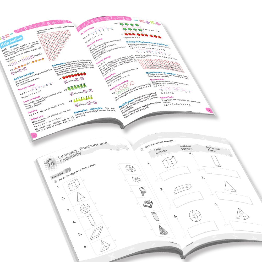 Grade 1 Comprehensive Learning with Mathematics Workbooks Set of 4 Ages 6-7 Years: Gear Up Math, Mental Math, Olympiad, and Challenging Word Problems - Swadesiicart