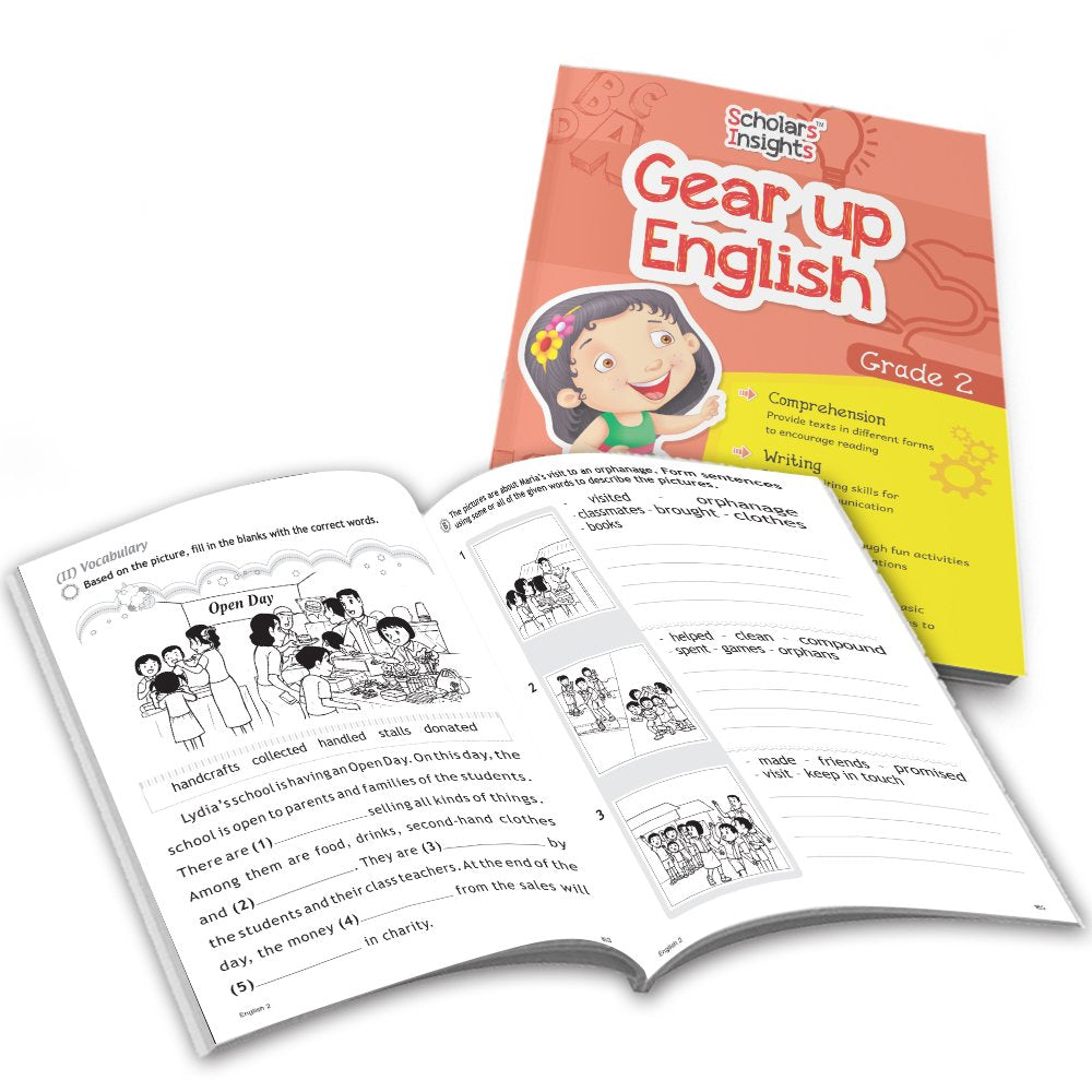 Grade 2 Ultimate English Combo Practice Workbooks Set of 4: Grammar, Writing Skills, Olympiad Prep, and Gear Up English| Ages 7-8 Years - Swadesiicart