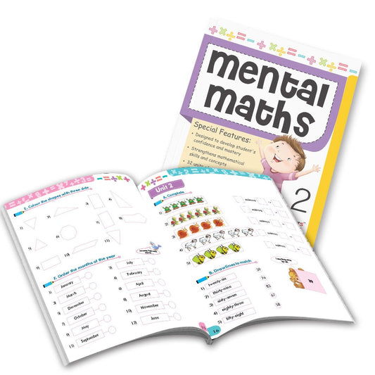 Grade 2 Comprehensive Learning with Mathematics Workbooks Set of 4 Ages 7-8 Years: Gear Up Math, Mental Math, Olympiad, and Challenging Word Problems - Swadesiicart