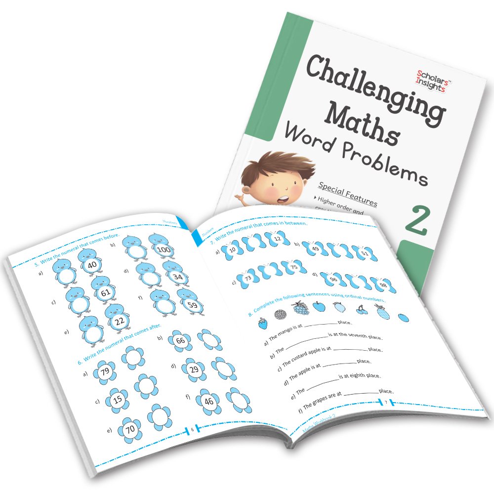 Grade 2 Comprehensive Learning with Mathematics Workbooks Set of 4 Ages 7-8 Years: Gear Up Math, Mental Math, Olympiad, and Challenging Word Problems - Swadesiicart