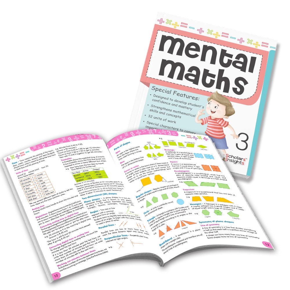Grade 3 Comprehensive Learning with Mathematics Workbooks Set of 4 Ages 8-9 Years: Gear Up Math, Mental Math, Olympiad, and Challenging Word Problems - Swadesiicart