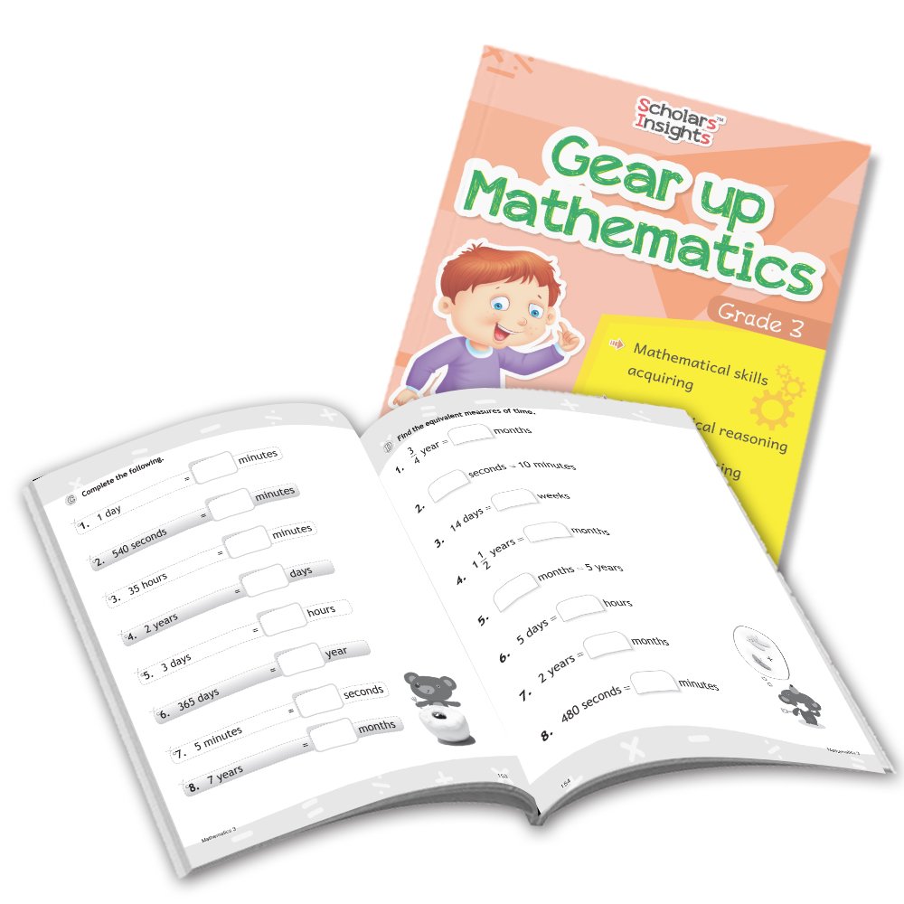 Grade 3 Comprehensive Learning with Mathematics Workbooks Set of 4 Ages 8-9 Years: Gear Up Math, Mental Math, Olympiad, and Challenging Word Problems - Swadesiicart
