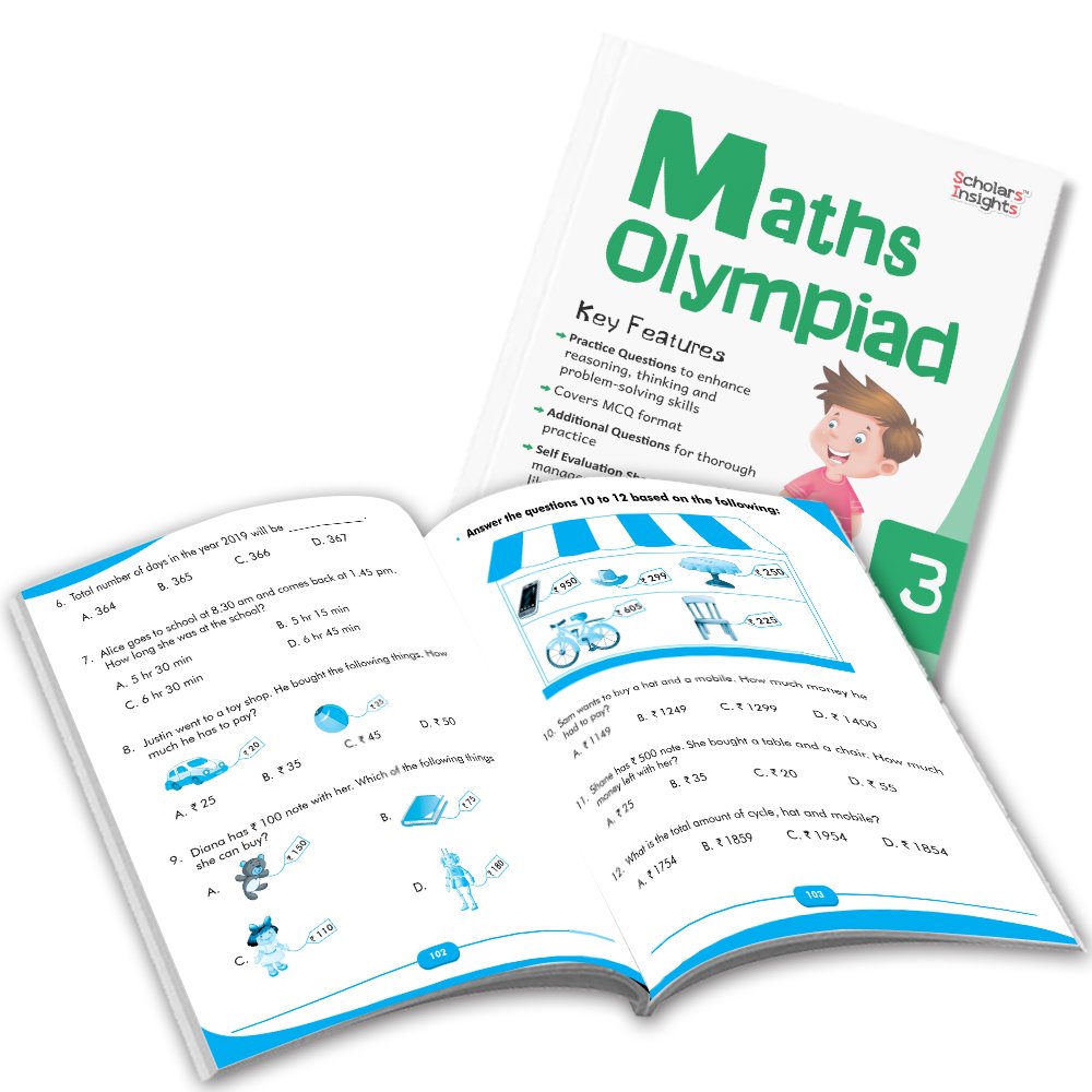 Grade 3 Comprehensive Learning with Mathematics Workbooks Set of 4 Ages 8-9 Years: Gear Up Math, Mental Math, Olympiad, and Challenging Word Problems - Swadesiicart