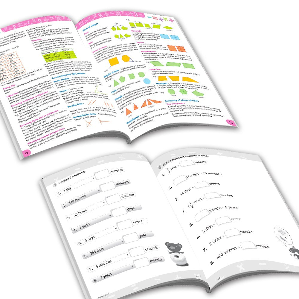 Grade 3 Comprehensive Learning with Mathematics Workbooks Set of 4 Ages 8-9 Years: Gear Up Math, Mental Math, Olympiad, and Challenging Word Problems - Swadesiicart
