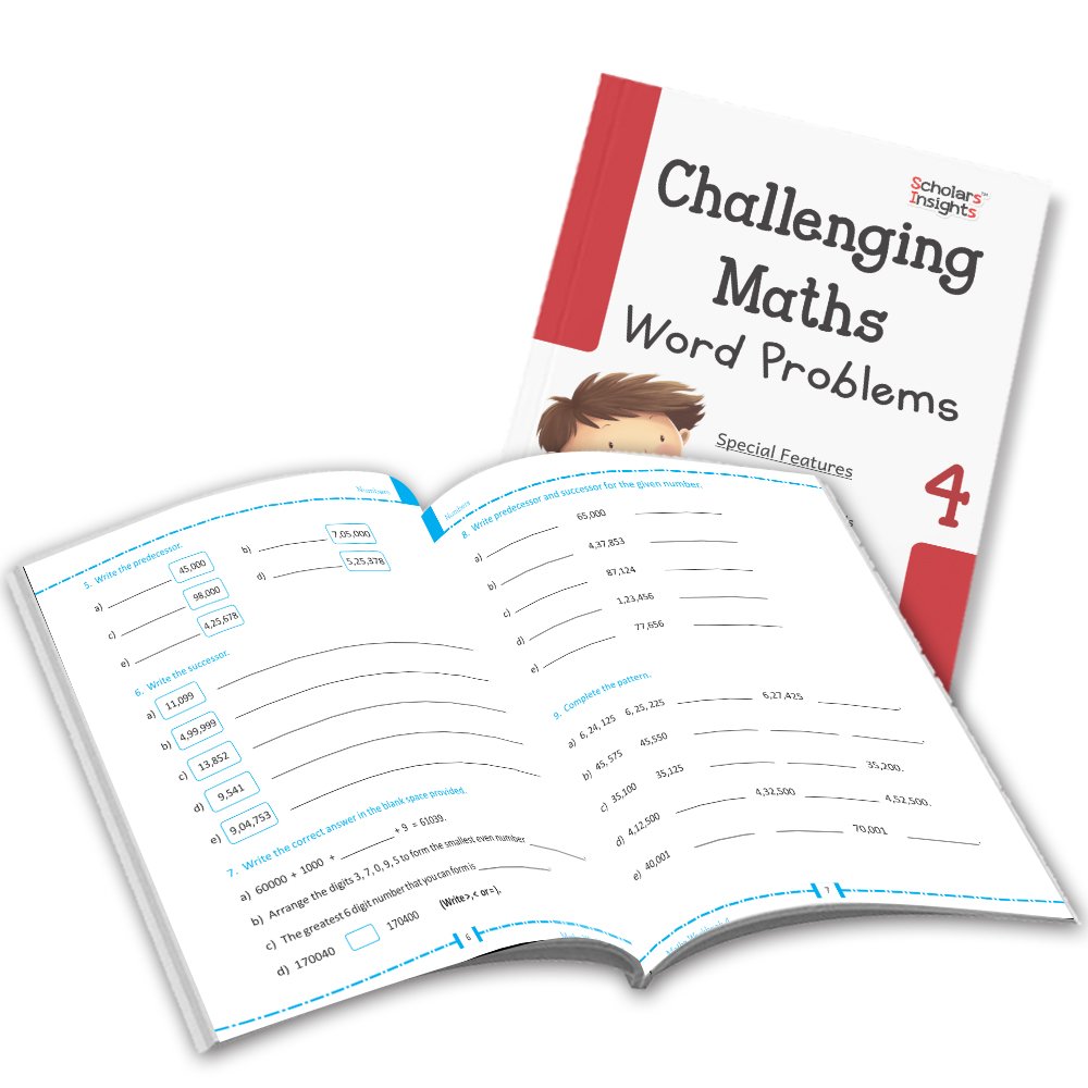 Grade 4 Comprehensive Learning with Mathematics Workbooks Set of 4 Ages 9-10 Years: Gear Up Math, Mental Math, Olympiad, and Challenging Word Problems - Swadesiicart