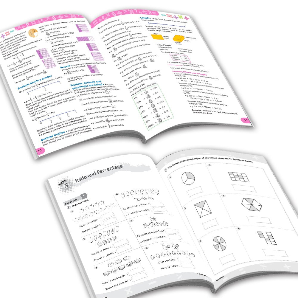 Grade 4 Comprehensive Learning with Mathematics Workbooks Set of 4 Ages 9-10 Years: Gear Up Math, Mental Math, Olympiad, and Challenging Word Problems - Swadesiicart