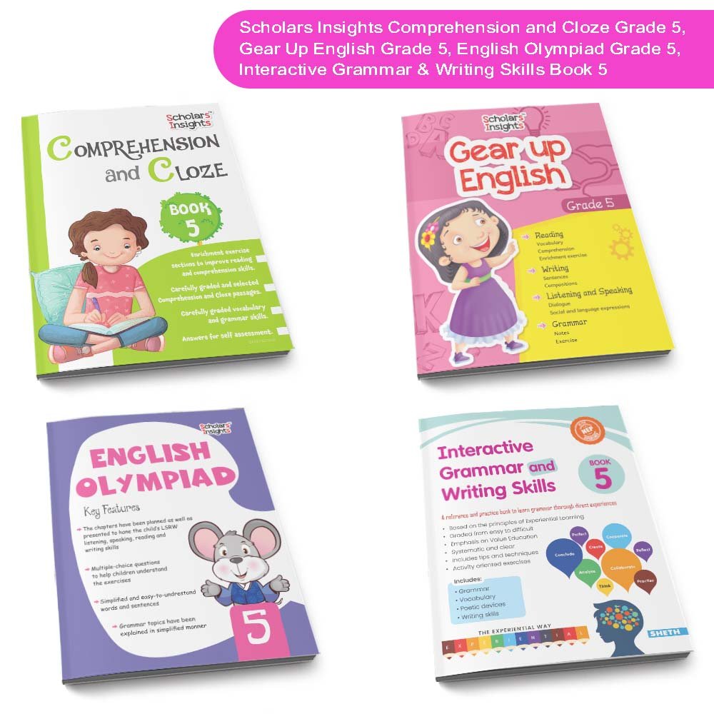 Grade 5 Ultimate English Combo Practice Workbooks Set of 4: NEP Based Interactive Grammar & Writing Skills, Olympiad Prep| Ages 10-11 Years - Swadesiicart