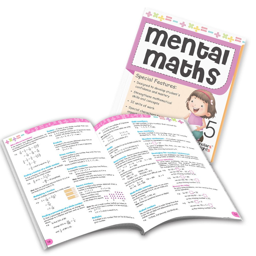 Grade 5 Comprehensive Learning with Mathematics Workbooks Set of 4 Ages 10-11 Years: Gear Up Math, Mental Math, Olympiad,Challenging Word Problems - Swadesiicart