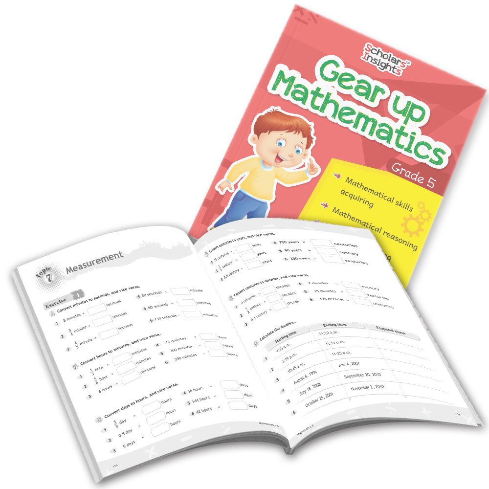 Grade 5 Comprehensive Learning with Mathematics Workbooks Set of 4 Ages 10-11 Years: Gear Up Math, Mental Math, Olympiad,Challenging Word Problems - Swadesiicart