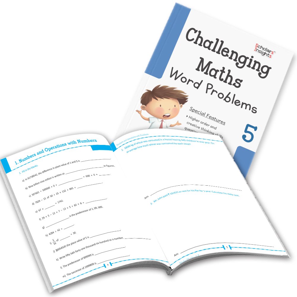 Grade 5 Comprehensive Learning with Mathematics Workbooks Set of 4 Ages 10-11 Years: Gear Up Math, Mental Math, Olympiad,Challenging Word Problems - Swadesiicart