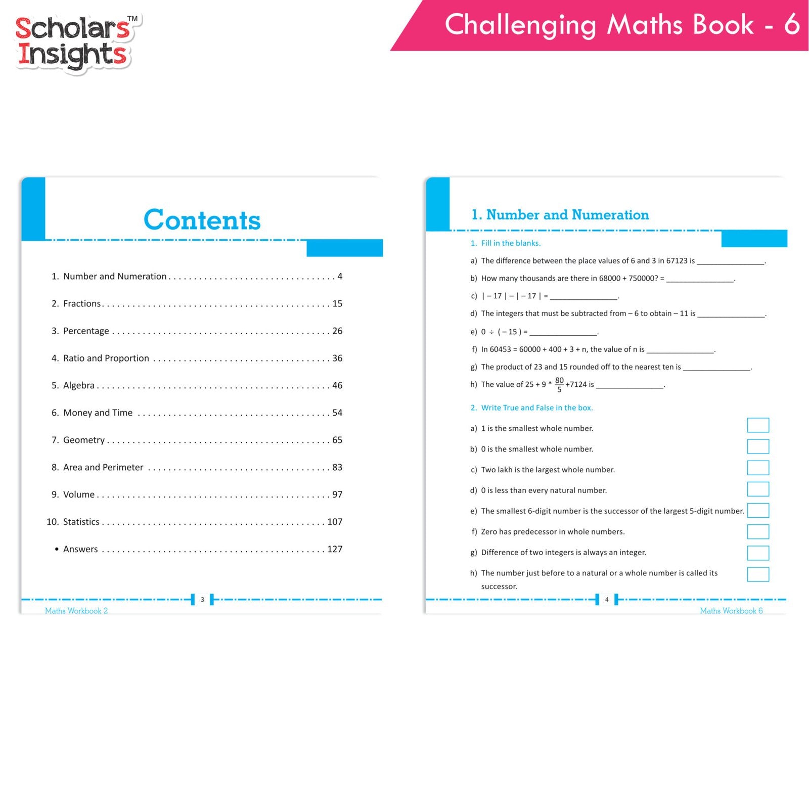 Grade 6 Comprehensive Learning with Mathematics Workbooks Set of 4 Ages 11-12 Years: Gear Up Math, Mental Math, Olympiad, Challenging Word Problems - Swadesiicart