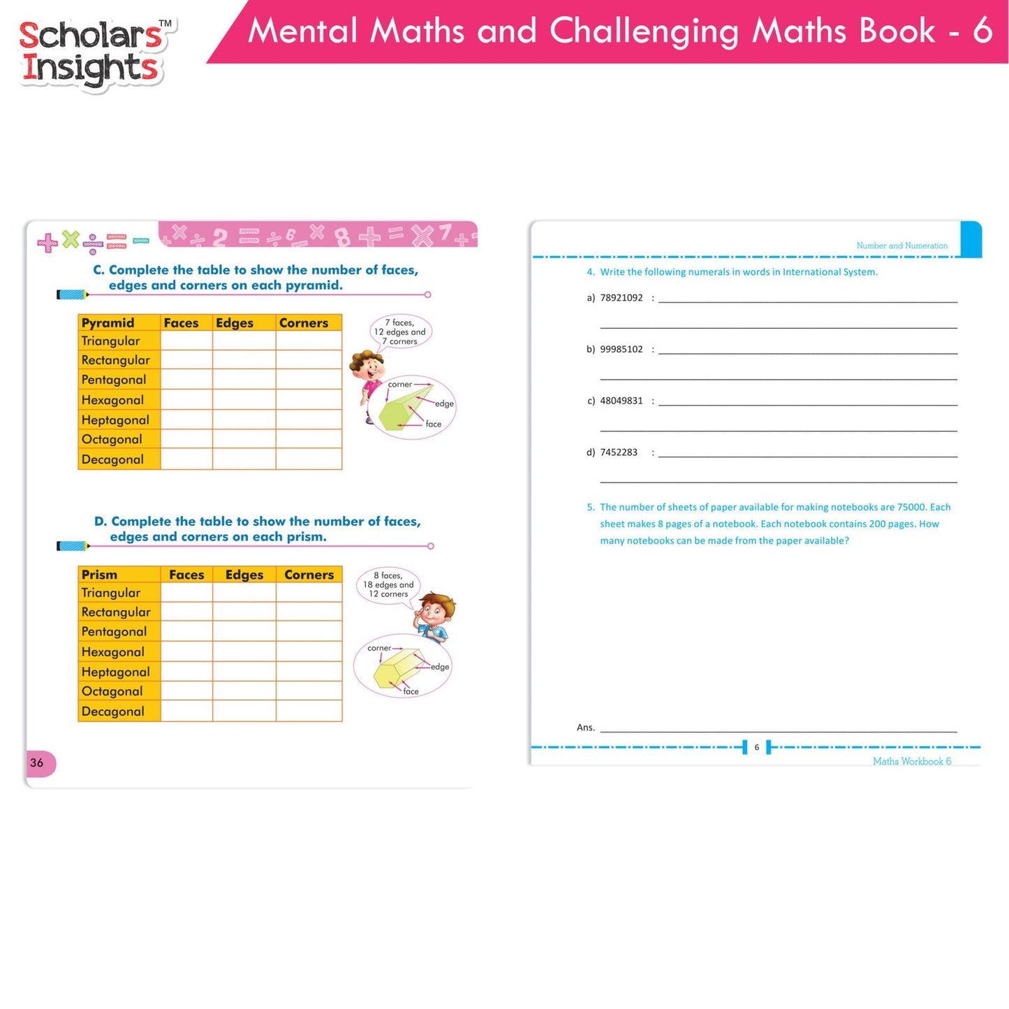 Grade 6 Comprehensive Learning with Mathematics Workbooks Set of 4 Ages 11-12 Years: Gear Up Math, Mental Math, Olympiad, Challenging Word Problems - Swadesiicart