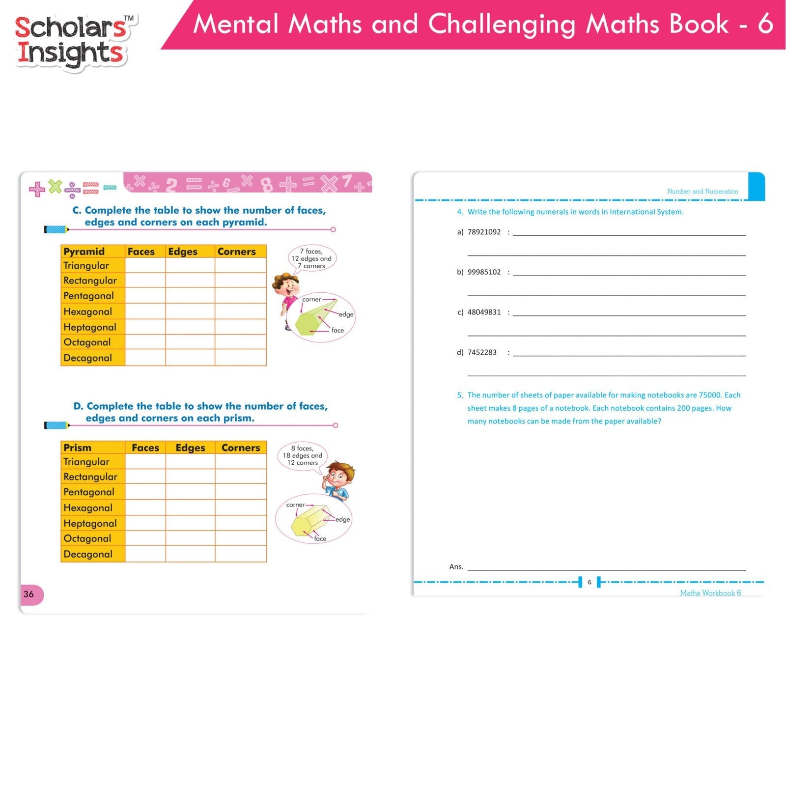 Grade 6 Comprehensive Learning with Mathematics Workbooks Set of 4 Ages 11-12 Years: Gear Up Math, Mental Math, Olympiad, Challenging Word Problems - Swadesiicart