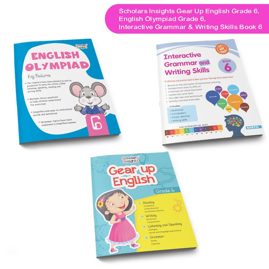 Grade 6 Ultimate English Combo Practice Workbooks Set of 3: NEP based Grammar, Writing Skills, Olympiad Prep, and Gear Up English| Ages 11-12 Years - Swadesiicart