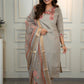 Lorenvalley Fashion Grey Roman Silk Embroidery Multi with Sequence Work Kurta Pant with Dupatta - Swadesiicart