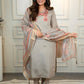 Lorenvalley Fashion Grey Roman Silk Embroidery Multi with Sequence Work Kurta Pant with Dupatta - Swadesiicart