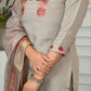 Lorenvalley Fashion Grey Roman Silk Embroidery Multi with Sequence Work Kurta Pant with Dupatta - Swadesiicart