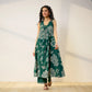 Pimu Women Floral Printed Pleated Pure Cotton Kurta with Palazzos-Green - Swadesiicart