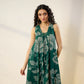 Pimu Women Floral Printed Pleated Pure Cotton Kurta with Palazzos-Green - Swadesiicart