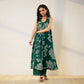 Pimu Women Floral Printed Pleated Pure Cotton Kurta with Palazzos-Green - Swadesiicart