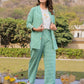 Yufta Green Cotton Checks Print Co Ord Set With Embroidery - Swadesiicart