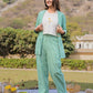Yufta Green Cotton Checks Print Co Ord Set With Embroidery - Swadesiicart