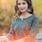 Yufta Green Floral Print Mirror_Work Anarkali Kurta Trouser And Dupatta Set - Swadesiicart