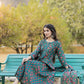 Yufta Green Floral Print Mirror_Work Anarkali Kurta Trouser And Dupatta Set - Swadesiicart