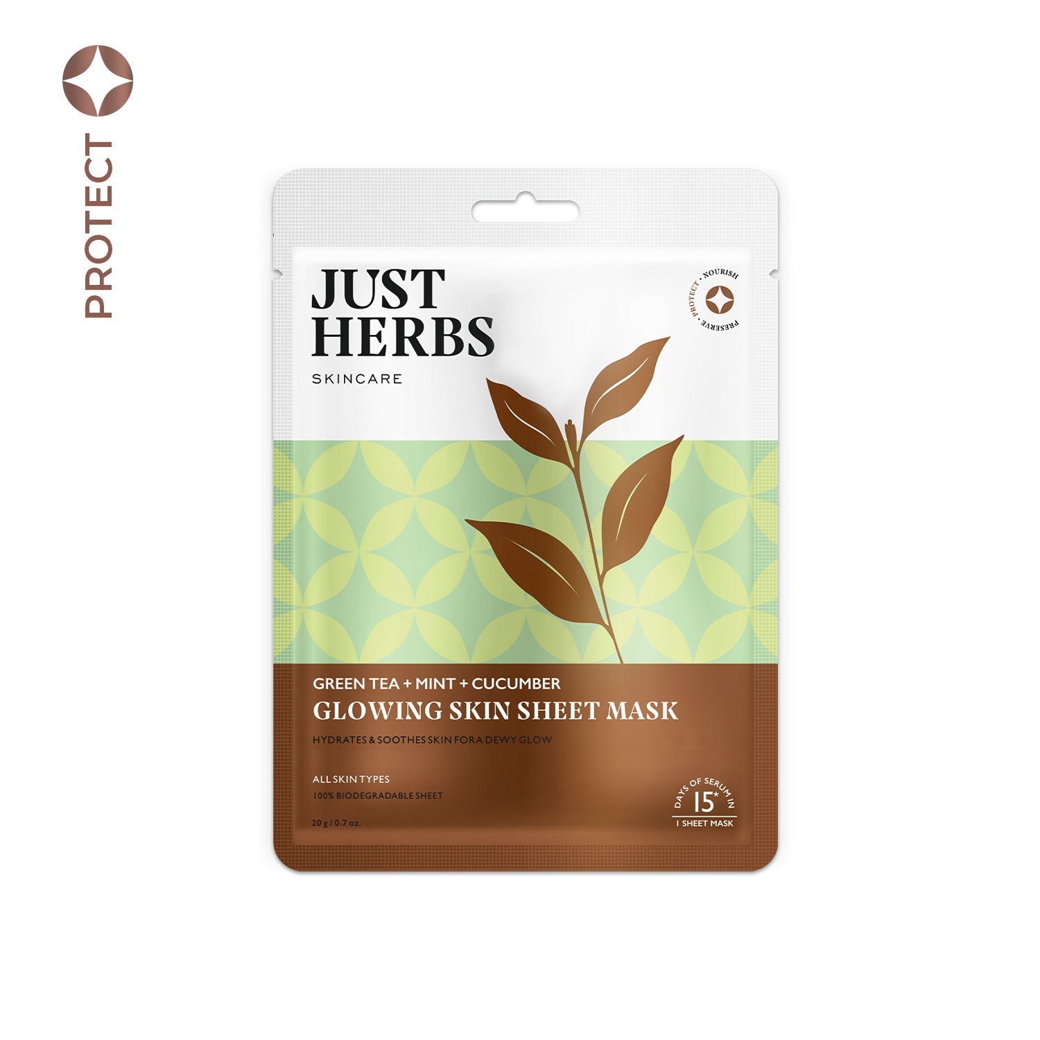 Green Tea Sheet Mask with Mint & Cucumber For Glowing Skin - Pack of 1