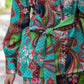 Yufta Green and Turquoise Blue Printed Satin Co-Ords - Swadesiicart