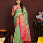 Lorenvalley Fashion Green Organza Silk Woven Design with Rich Meenakari Weaving Pallu Saree - Swadesiicart