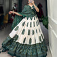 Lorenvalley Green Tussar Silk with Bandhej Print Lehenga Choli | Swadesiicart