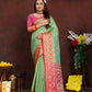 Lorenvalley Fashion Green Organza Silk Woven Design with Rich Meenakari Weaving Pallu Saree - Swadesiicart