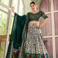 Lorenvalley Green Tussar Silk Floral Print with Foil Print Lehenga Choli with Dupatta | Swadesiicart
