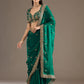 Lorenvalley Fashion Green Fendy Satin with Embroidery Double Sequence Work Saree with Blouse - Swadesiicart