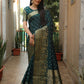 Lorenvalley Premium Pure Handmade Bandhej Kanjivaram silk saree with Zari Weaving Rich Pallu saree - Green - Swadesiicart